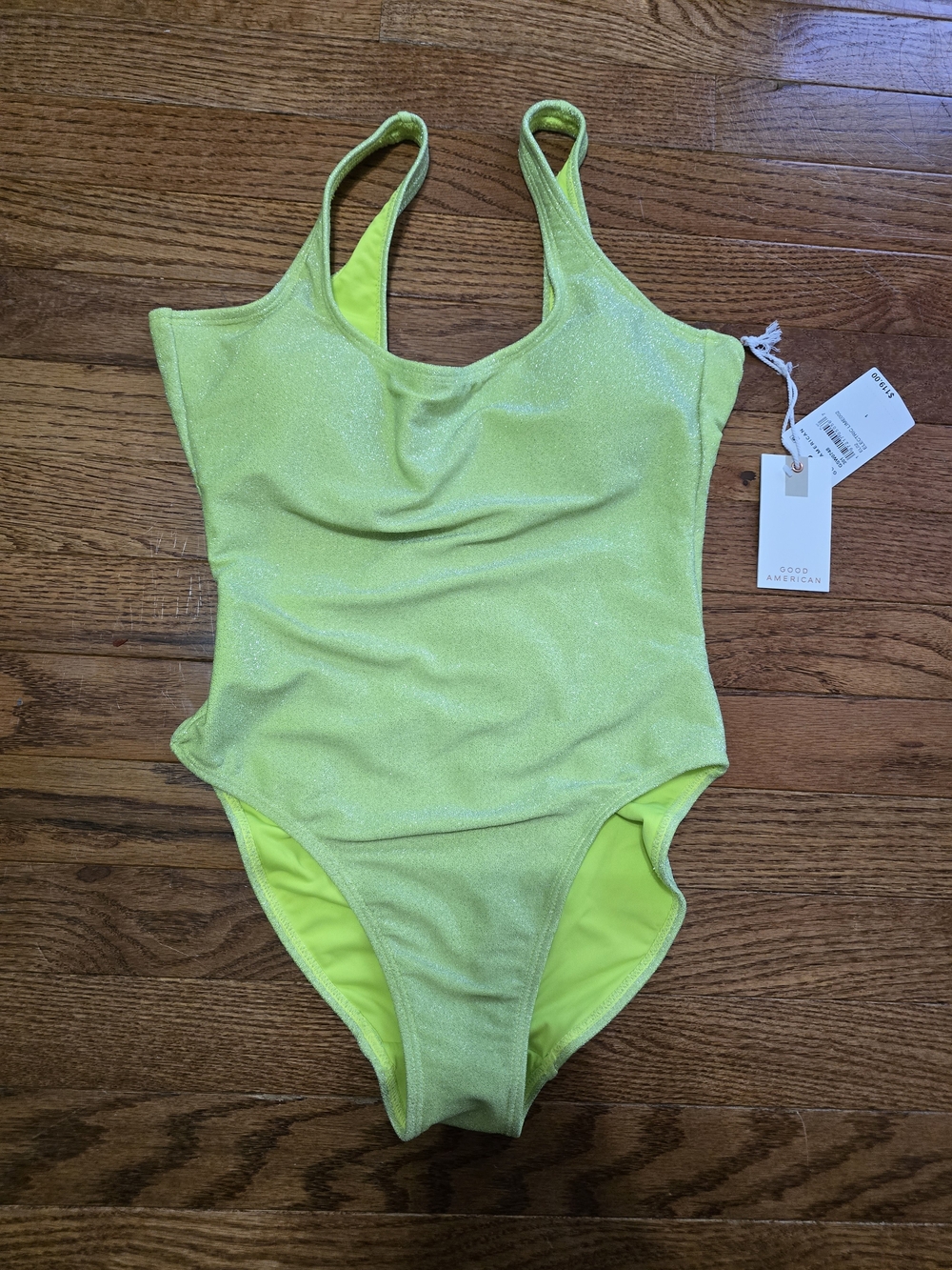 Good American Lime Green Shimmer One-Piece Swimsuit